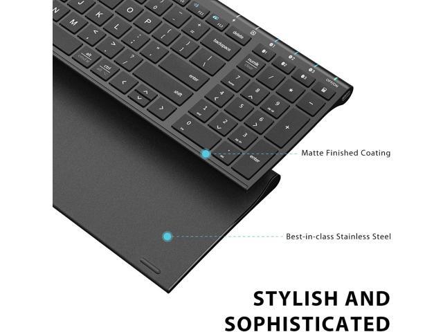 iClever BK10 Bluetooth Keyboard, Wireless Bluetooth Keyboard, Rechargeable Bluetooth 5.1 Multi Device Keyboard with Number Pad Full Size Stable...