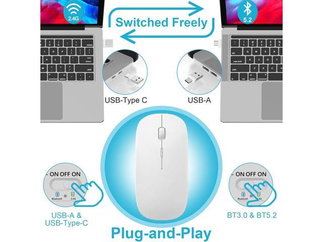 Mouse for MacBook Wireless Bluetooth Mouse Laptop MacBook Air Mac Pro Rechargeable Silent PC iPad Optical Mouse with Dual Mode Switch Bluetooth...
