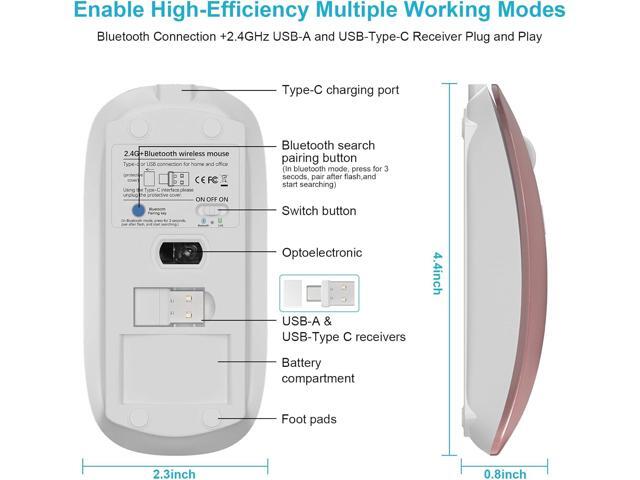 Mouse for MacBook Wireless Bluetooth Mouse Laptop MacBook Air Mac Pro Rechargeable Silent PC iPad Optical Mouse with Dual Mode Switch Bluetooth...