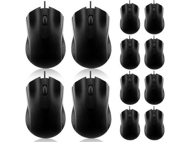 Hoteam 12 Pcs Wired Computer Mouse Bulk Cord USB Computer Mice Ergonomic Wired Mouse for Pcs, Computers, Laptops, Gaming Office Home Supplies(Black)