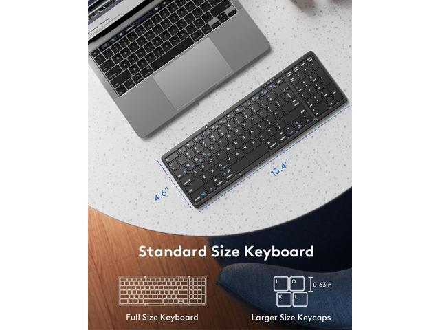 Foldable Bluetooth Keyboard with Numeric Keypad, Samsers Full-Size Wireless Folding Keyboard with PU Leather, Portable Travel Keyboard for iOS...