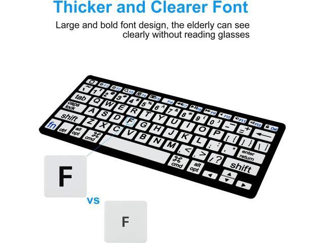 HXMJ-Large Print Mini Bluetooth Keyboard Compatible with iPad,iPhone,iPod,MacBook for Seniors and Visually Impaired Low Vision Individuals-White