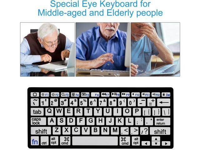 HXMJ-Large Print Mini Bluetooth Keyboard Compatible with iPad,iPhone,iPod,MacBook for Seniors and Visually Impaired Low Vision Individuals-White