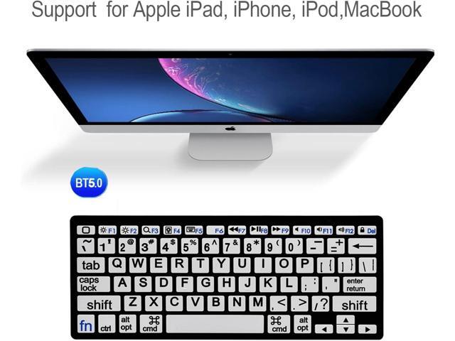 HXMJ-Large Print Mini Bluetooth Keyboard Compatible with iPad,iPhone,iPod,MacBook for Seniors and Visually Impaired Low Vision Individuals-White