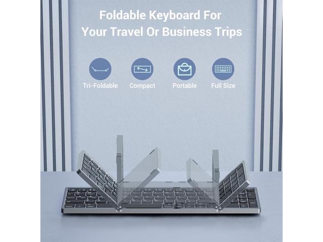 Foldable Keyboard and Mouse for Laptop, Travel Bluetooth Folding Keyboard Mouse with Portable Case, Rechargeable Keyboard for Business, 2.4G...