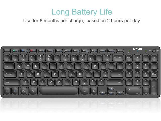 Arteck HB305-2 Universal Multi-Device Bluetooth Keyboard Ultra Compact Wireless Bluetooth Keyboard with Media Hotkeys for Windows iOS iPad OS...