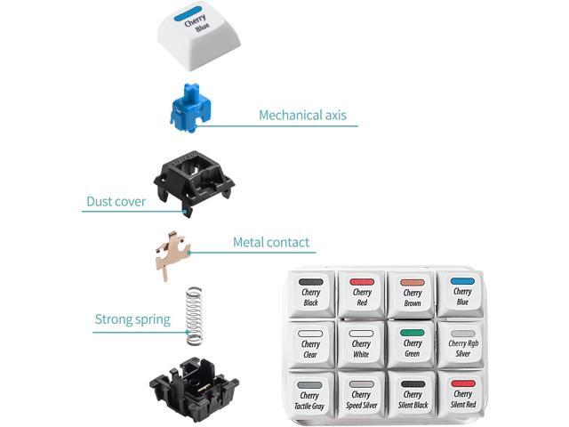 Cherry MX Switch Tester 12-Key Mechanical Keyboard Sampler Switch Testing Tool with Keycap Puller and 24 O Rings, 40A-L & 40A-R (Printed PBT Keycap)