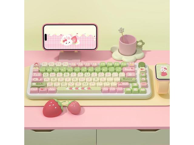 Cute Strawberry Bunny Theme keycaps 158 Key PBT keycaps MDA Custom keycap Set is Suitable for 61/87/104/108 Cherry MX Switch and Other Mechanical...