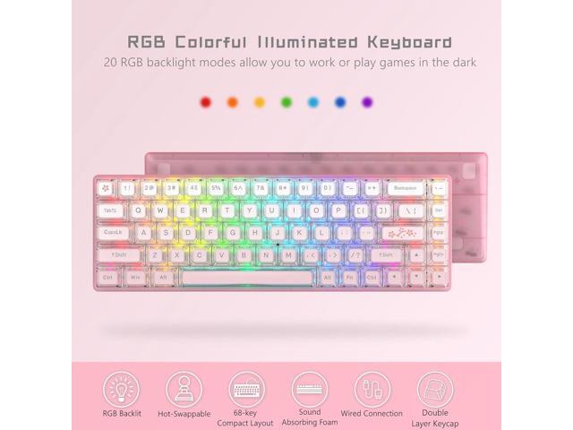 Womier 60% Keyboard Gaming Pink - Wired Creamy Mechanical Keyboard, Hot-Swappable RGB Custom Mini Key Board with Arrow Keys/Software Supported,...
