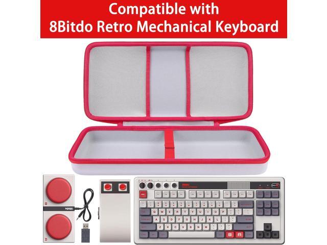 co2CREA Hard Travel Case Compatible with 8BitDo Retro Mechanical Keyboard 87 Keys Dual Super Programmable Buttons (White Case and Red Zipper)