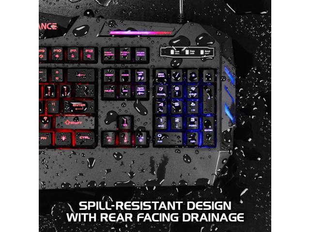 ENHANCE Infiltrate KL1 LED Gaming Keyboard - Multi Color Backlit Keyboard with 2 Lighting Modes, Spill Resistant Design, USB Braided Cable - 19 Key...