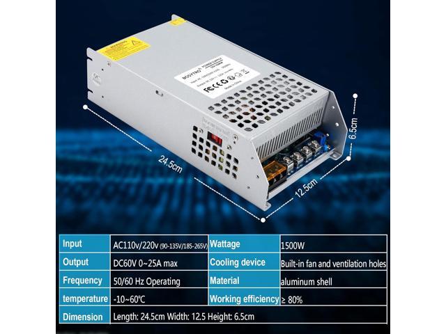12V 125A 1500W DC Switching Power Supply Adapter PSU AC 110V / 220V-DC 12V Transformer Adapter, for 3D Printer,CCTV Camera Security System,...