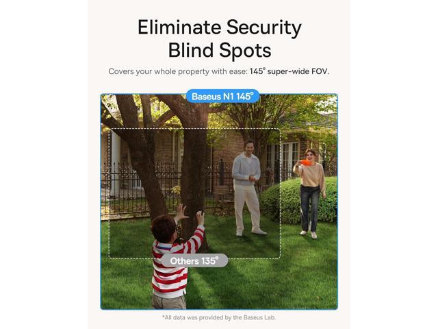 Baseus Wireless Outdoor N1 Add on Security Camera, Requires H1 HomeStation, 2K HD Clarity, 210-Day Battery Life, No Monthly Fee, 145° FOV, Color...