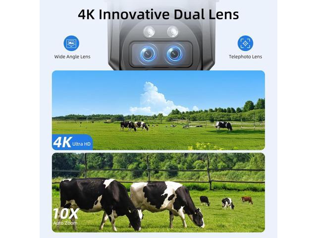 SV3C 4K Dual Lens PTZ WiFi Security Camera Outdoor, Dual Band Auto Tracking ONVIF IP Camera, Color Night Vision, Human Vehicle Motion Detection,...