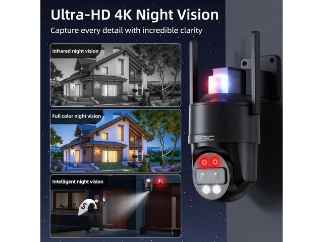 SV3C 4K Dual Lens PTZ WiFi Security Camera Outdoor, Dual Band Auto Tracking ONVIF IP Camera, Color Night Vision, Human Vehicle Motion Detection,...