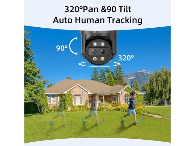 SV3C 4K Dual Lens PTZ WiFi Security Camera Outdoor, Dual Band Auto Tracking ONVIF IP Camera, Color Night Vision, Human Vehicle Motion Detection,...
