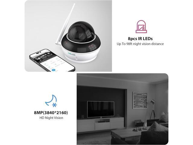 SV3C 4K PTZ WiFi Wireless Dome Camera Outdoor, Security IP Camera Indoor 8MP with Auto Tracking, Infrared HD Night Vision, SD Card Record, Motion...