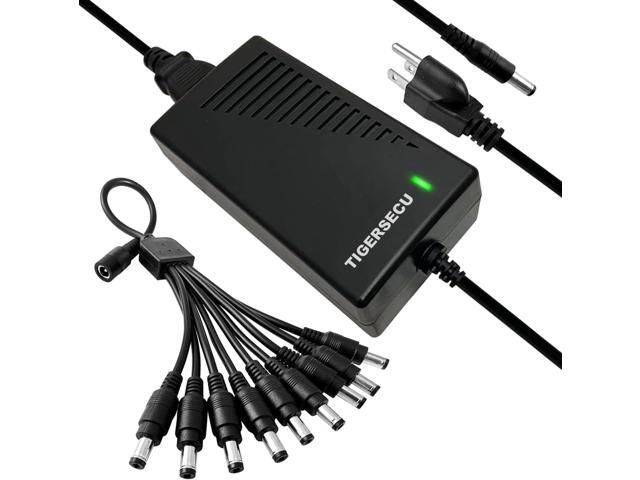 TIGERSECU Security Camera Power Adapter with 9-Way Power Splitter, 12V 5A 100V-240V 2.1x5.5mm Power Supply, Compatible with Lorex, Samsung, Q-See,...