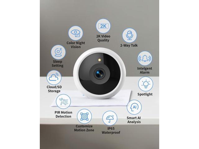 Security Cameras Wireless Outdoor,2K Battery Wireless WiFi Cameras for Home Security,AI Motion Detection,Local SD/Cloud Storage,Smart Home Cam...