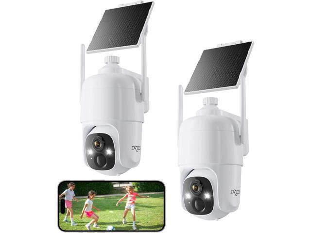 Dzees Solar Security Cameras Wireless Outdoor, 2K Battery Powered Security Camera, 360° PTZ Camera with Spotlight, Siren, Color Night Vision, AI...