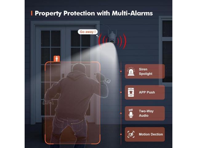 Dzees 360° PTZ Security Cameras Wireless Outdoor WiFi, 2K Battery Powered Home Security Camera Indoor, Spotlight & Siren, Color Night Vision, 2-Way...