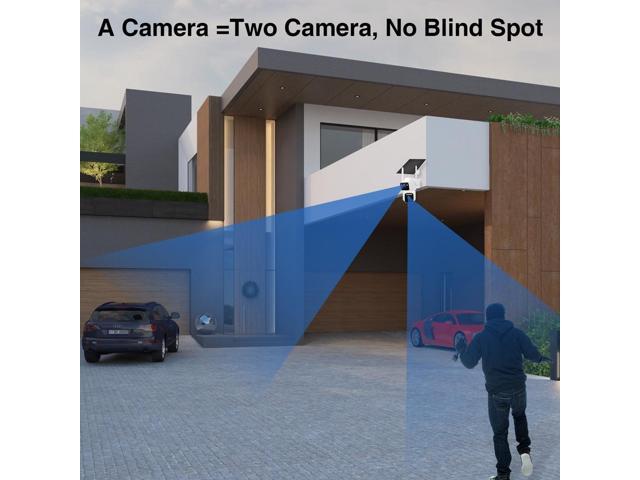 Dual Lens Dual Screen 2K Solar Security Camera Wireless Outdoor 360° View Battery Powered Camera with Spotlight Color Night Vision, PIR Sensor WiFi...