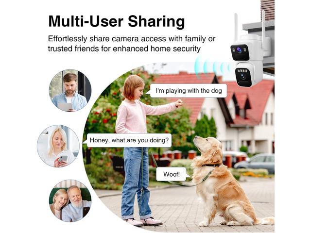 Dual Lens Dual Screen 2K Solar Security Camera Wireless Outdoor 360° View Battery Powered Camera with Spotlight Color Night Vision, PIR Sensor WiFi...