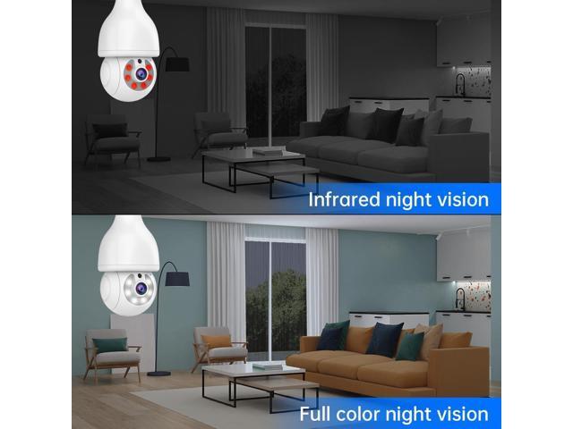 EVERSECU HD 2K 3.0MP Wireless Lightbulb Security Camera with E27 Light Connector, Motion Auto Tracking PTZ, 2 Way Audio, Spotlight Night Vision,...