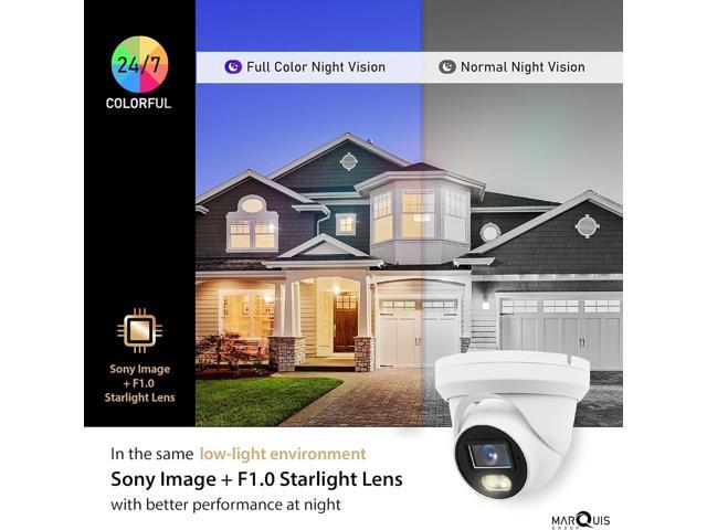 4MP PoE IP Turret Dome Camera with Audio, IP Security Camera Outdoor Rated, Waterproof IP66, 108° Wide Angle 2.8mm Lens NDAA Compliant (Color Night)
