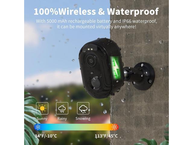 Security Cameras Wireless Outdoor, Battery Powered 2k WiFi Cameras for Home Security, Spotlight Color Night Vision, AI Motion Detection, Siren,...