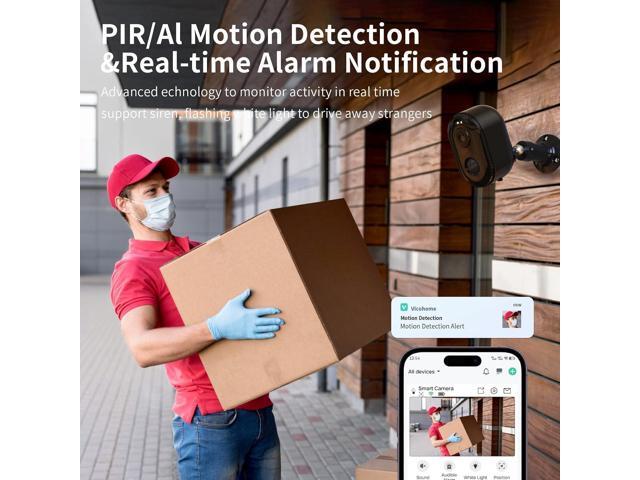 Security Cameras Wireless Outdoor, Battery Powered 2k WiFi Cameras for Home Security, Spotlight Color Night Vision, AI Motion Detection, Siren,...