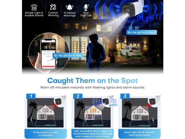 4K Outdoor Bullet PoE Camera - 8MP Active Deterrent IP Camera, Smart Color Night (98ft), 2-Way Audio, Human/Vehicle Detection, Full Metal IP67,...
