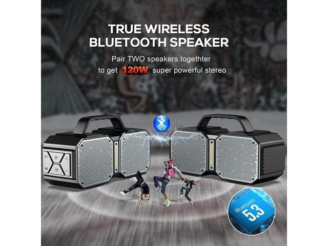 BUGANI Shock Bluetooth Speaker, Portable Bluetooth 5.3, Waterproof, 60W Super Power, Outdoor Speaker, Black(New Model)