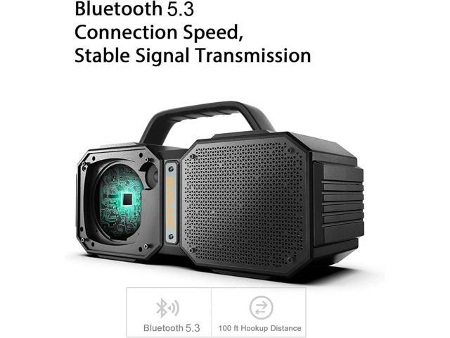 BUGANI Shock Bluetooth Speaker, Portable Bluetooth 5.3, Waterproof, 60W Super Power, Outdoor Speaker, Black(New Model)