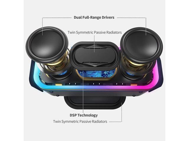 DOSS SoundBox Pro+ Bluetooth Speaker, Immersive 24W Stereo Sound with Booming Bass, IPX6 Waterproof, 15H Playtime, Mixed Colors Lights, Christmas...