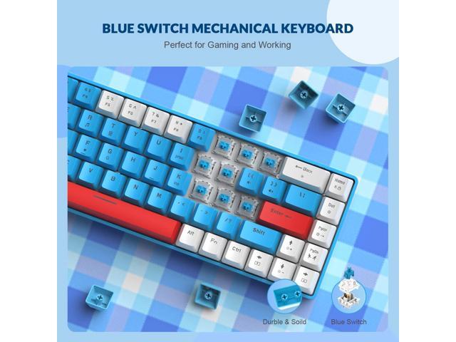 T8 60% Gaming Keyboard,68 Keys Compact Mini Wired Mechanical Keyboard with 18 Chroma RGB Backlit,Blue Switch,USB C Coiled Keyboard Cable,for...