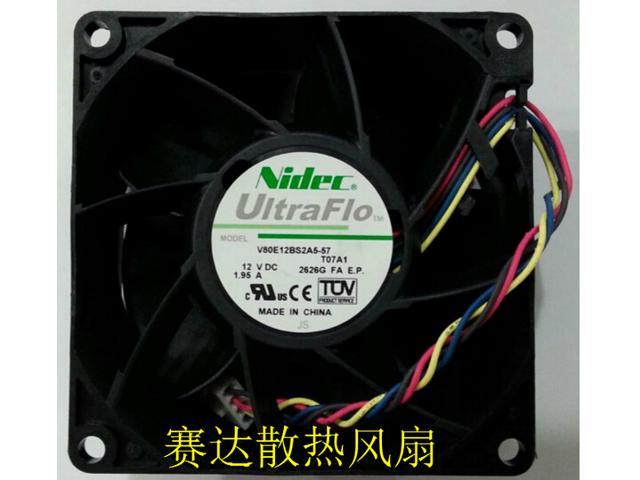 DC Square Cooler of NIDEC 8038 V80E12BS2A5-57 with 12V 1.95A 4-Wires 4 Pins case cpu fan
