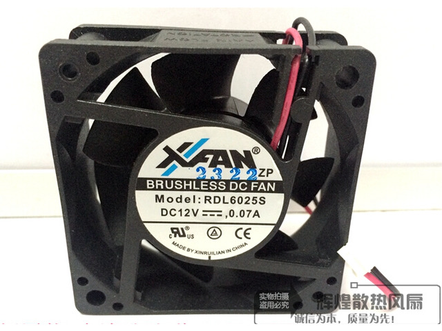 XFAN RDL6025S 12V 0.07A 6025 6CM 2-Wires 2 Pins Hydraulic Bearing Cooling fan for case