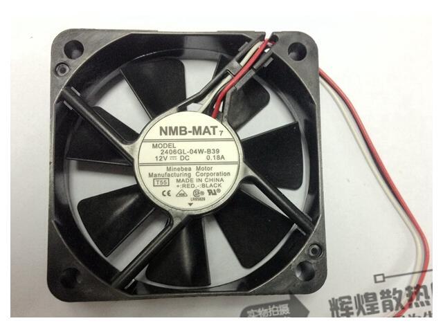 NMB 6CM 6015 12V 0.18A 2406GL-04W-B39 2-Balls Bearing 3-Wires 3Pins For case