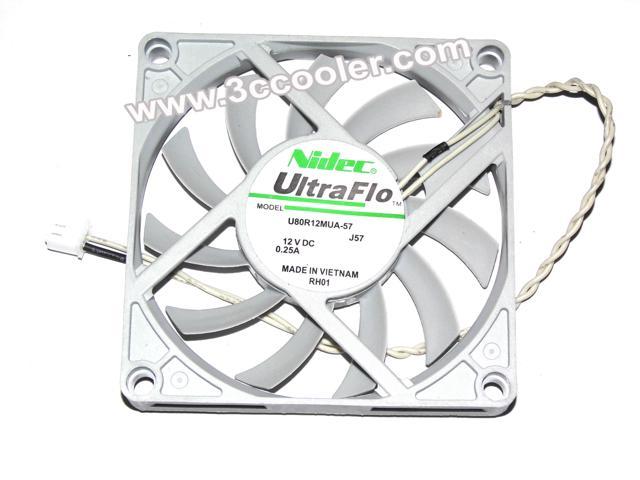 NIDEC 8010 12V 0.25A 8CM U80R12MUA-57 Ultral-thin DC Cooling fan with 2 Wires 2pins