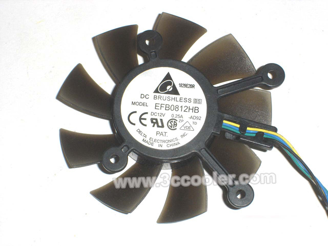Delta EFB0812HB 12V 0.25A 4 Wires Video Card cooling fan