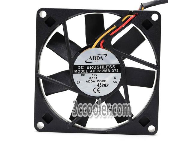 ADDA AD0812MB-D72 8015 12V 0.15A Dual Balls Bearing 3 Wires 3 Pins CPU,Case Fan