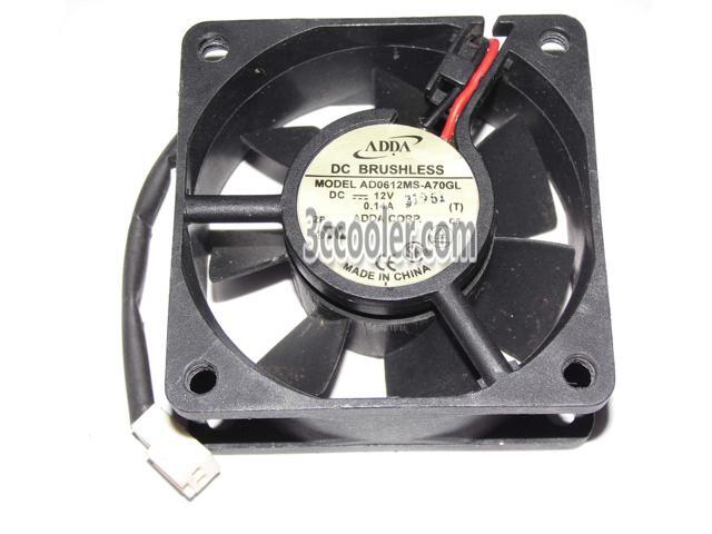 ADDA 60x25mm AD0612MS-A70GL 12V 0.14A 2 Wires 2 Pins Case Fan 6CM CPU Cooler