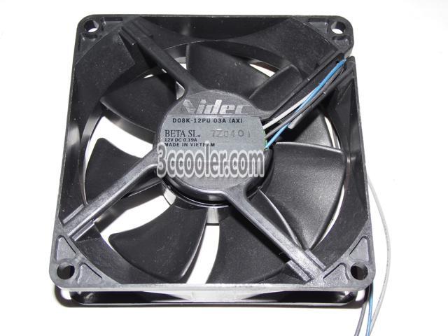 NIDEC 8025 80*25mm D08K-12PU 03A (AX) 12V 0.19A 3 Wires 3 Pins Case Fan 8CM Cpu Cooler