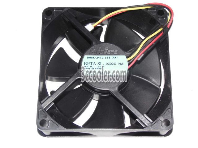 NIDEC 8025 80*25mm D08K-24TU AX 24V 0.13A 3 Wires 3 Pins Case Fan 8CM Converter cooler