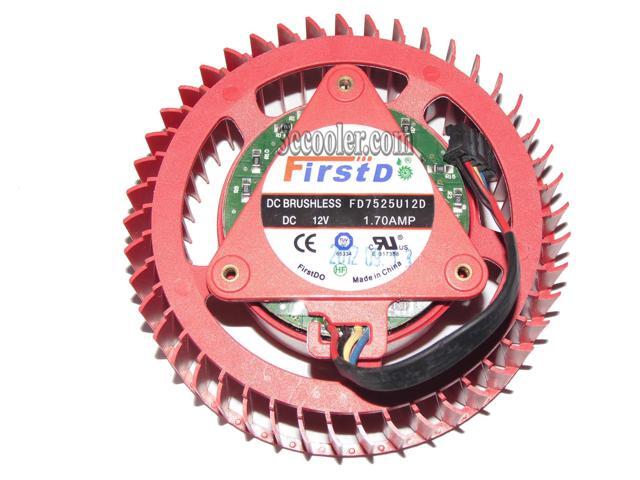 FirstD FD7525U12D 12V 1.7A 4 Wires 4 Pins Connector Circular DC Fan, VGA Fan, Case Fan