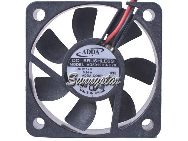 ADDA 5015 12V 0.14A 5cm AD5012HB-D70 2-Balls Bearing 2-Wires Cooling Fan for case