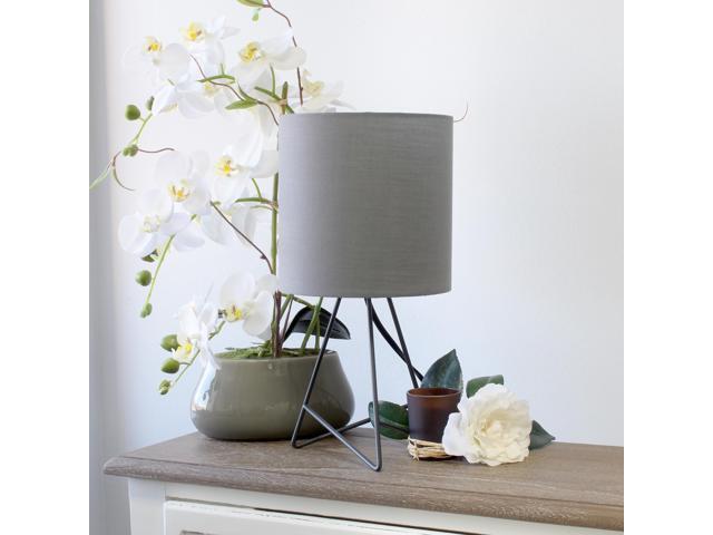 Simple Designs Down to the Wire Table Lamp with Fabric Shade, Gray with Gray Shade