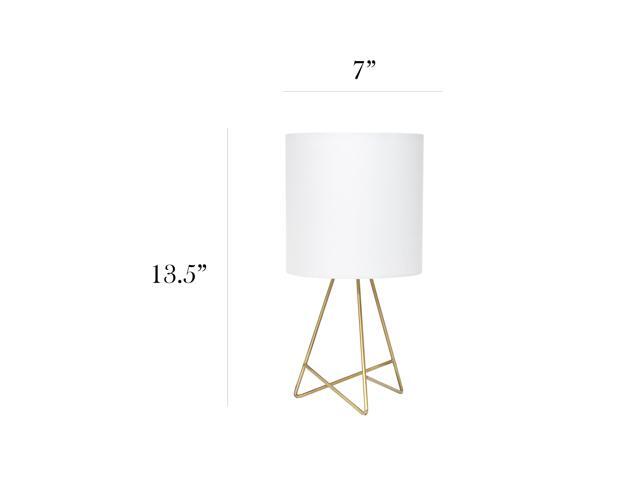 Simple Designs Down to the Wire Table Lamp with Fabric Shade, Gold with White Shade
