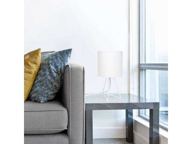 Simple Designs Down to the Wire Table Lamp with Fabric Shade, White with White Shade